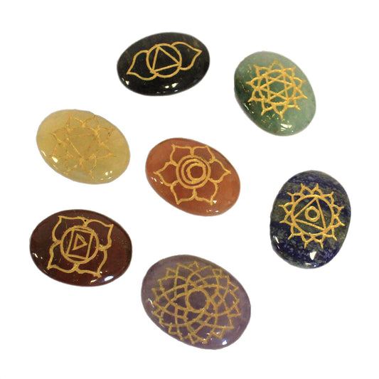 Lrg Stones Chakra Set ( oval shape ) - Luxe Crystals MK