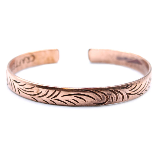 Copper Tibetan Bracelet - Slim Tribal  Swirls